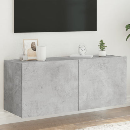 Nástěnná Tv Skříňka S Led Osvětlením Betonově Šedá