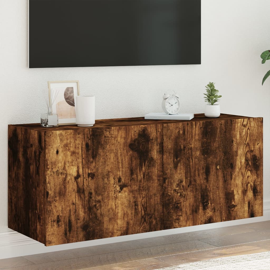 Nástěnná Tv Skříňka S Led Osvětlením Betonově Šedá