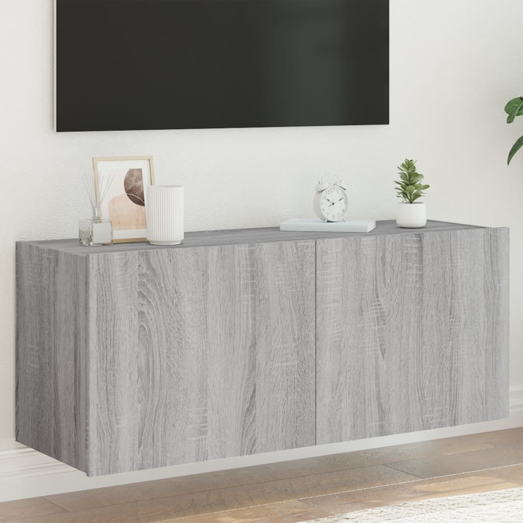 Nástěnná Tv Skříňka S Led Osvětlením Betonově Šedá