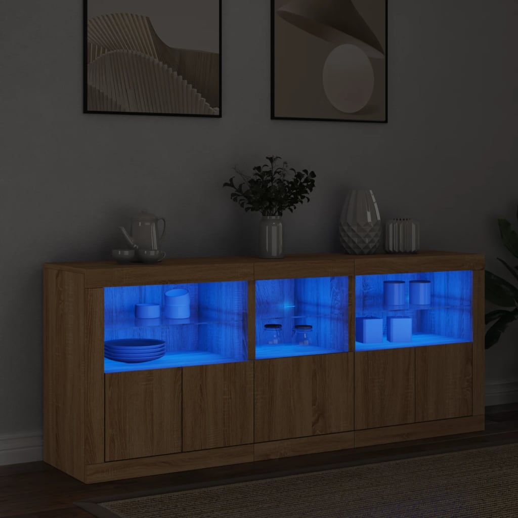 Příborník S Led Osvětlením Betonově Šedý 162 X 37 X 67 Cm