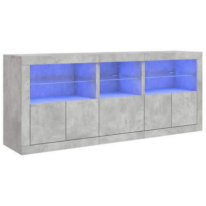 Příborník S Led Osvětlením Betonově Šedý 162 X 37 X 67 Cm