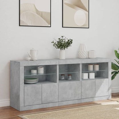 Příborník S Led Osvětlením Betonově Šedý 162 X 37 X 67 Cm