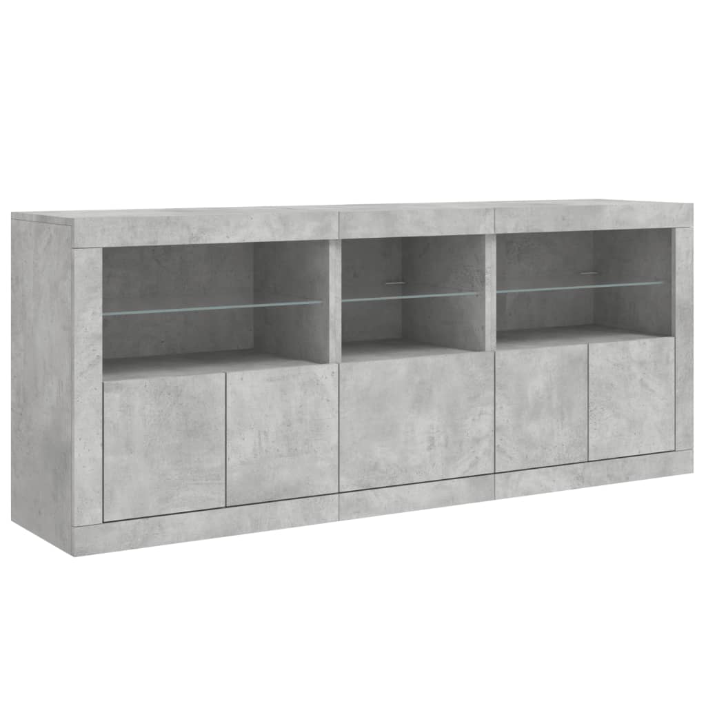 Příborník S Led Osvětlením Betonově Šedý 162 X 37 X 67 Cm