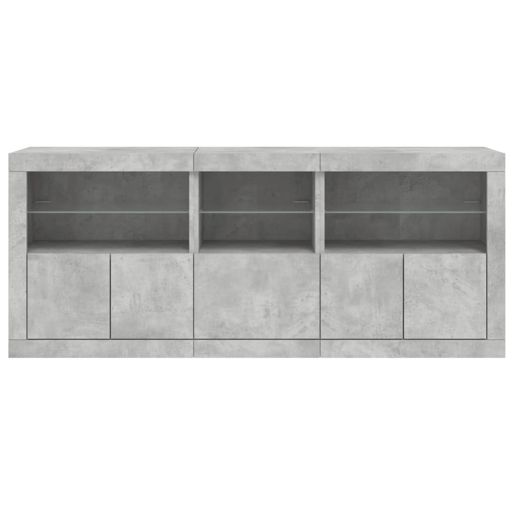 Příborník S Led Osvětlením Betonově Šedý 162 X 37 X 67 Cm