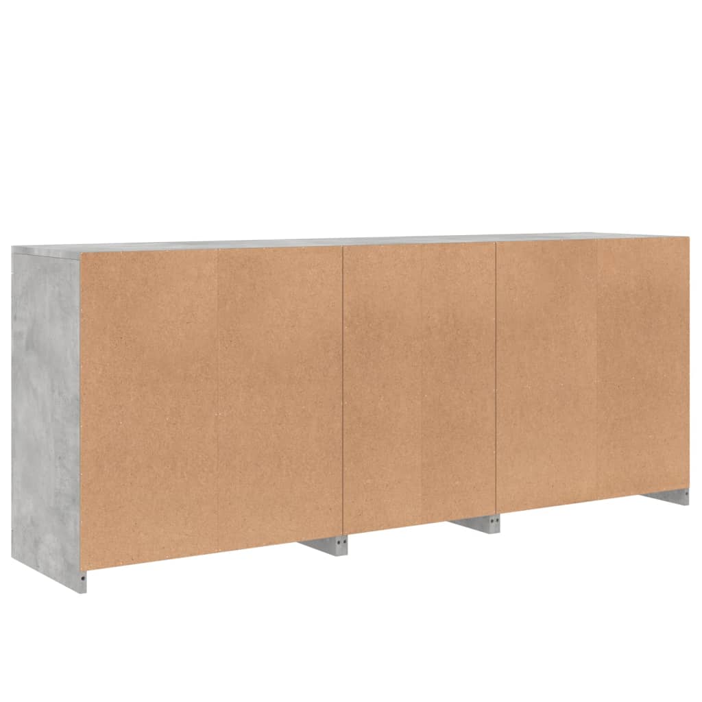 Příborník S Led Osvětlením Betonově Šedý 162 X 37 X 67 Cm