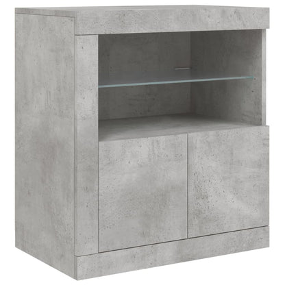 Příborník S Led Osvětlením Betonově Šedý 162 X 37 X 67 Cm