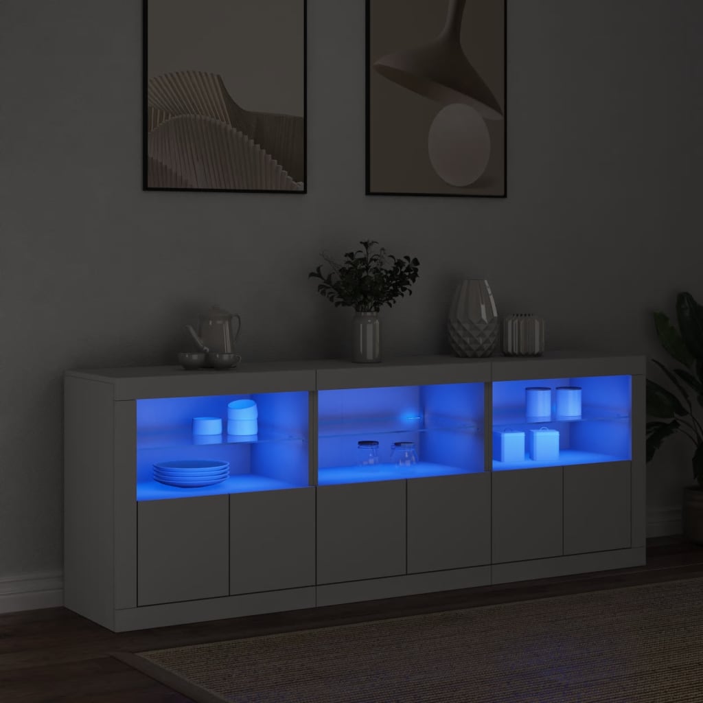 Příborník S Led Osvětlením Betonově Šedý 181,5 X 37 X 67 Cm