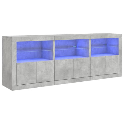 Příborník S Led Osvětlením Betonově Šedý 181,5 X 37 X 67 Cm
