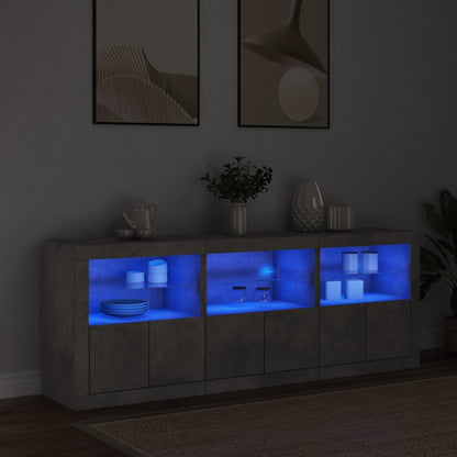 Příborník S Led Osvětlením Betonově Šedý 181,5 X 37 X 67 Cm
