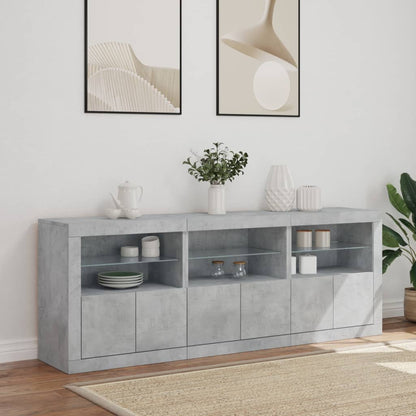 Příborník S Led Osvětlením Betonově Šedý 181,5 X 37 X 67 Cm
