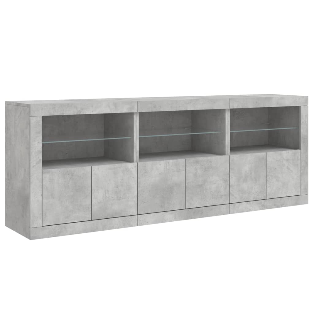 Příborník S Led Osvětlením Betonově Šedý 181,5 X 37 X 67 Cm