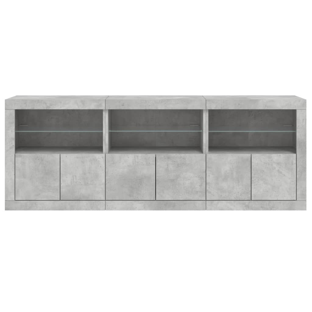 Příborník S Led Osvětlením Betonově Šedý 181,5 X 37 X 67 Cm