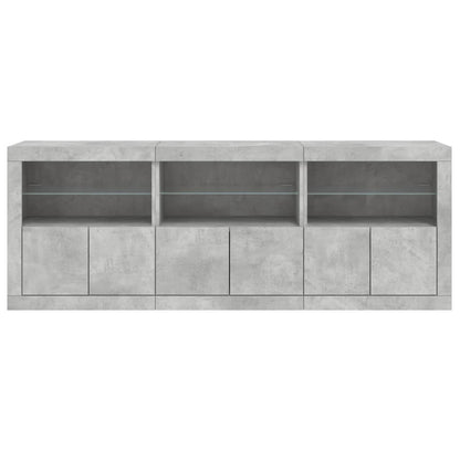 Příborník S Led Osvětlením Betonově Šedý 181,5 X 37 X 67 Cm