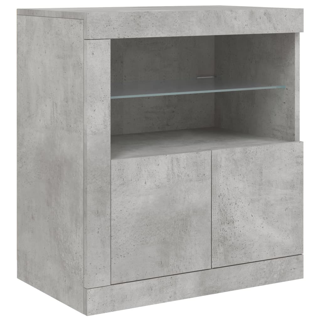 Příborník S Led Osvětlením Betonově Šedý 181,5 X 37 X 67 Cm