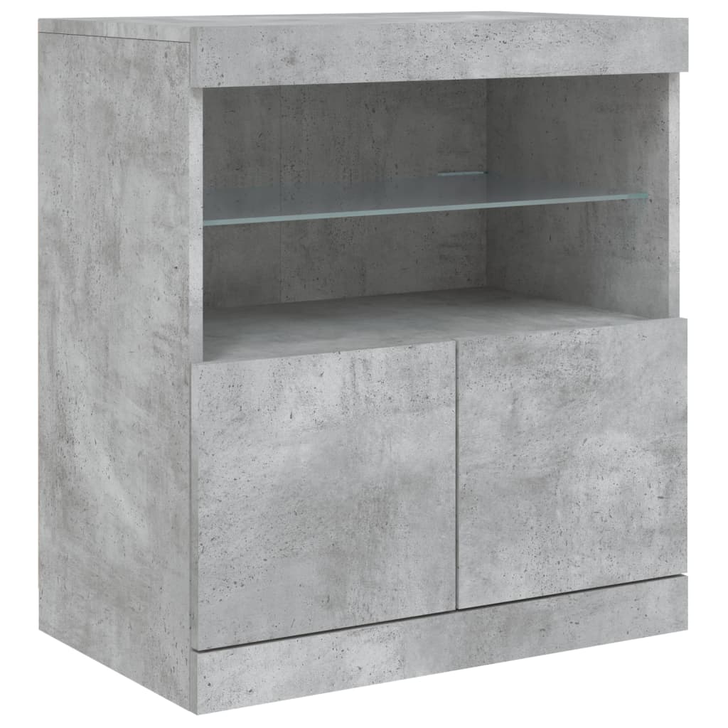 Příborník S Led Osvětlením Betonově Šedý 181,5 X 37 X 67 Cm
