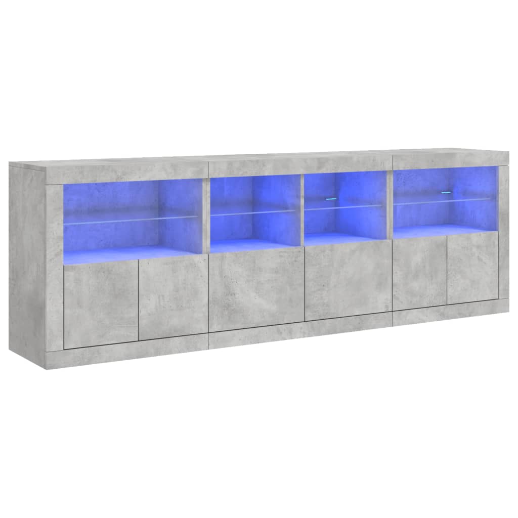 Příborník S Led Osvětlením Betonově Šedý 202 X 37 X 67 Cm