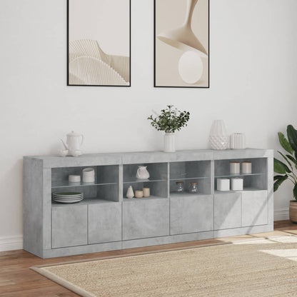 Příborník S Led Osvětlením Betonově Šedý 202 X 37 X 67 Cm