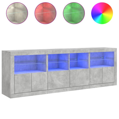 Příborník S Led Osvětlením Betonově Šedý 202 X 37 X 67 Cm