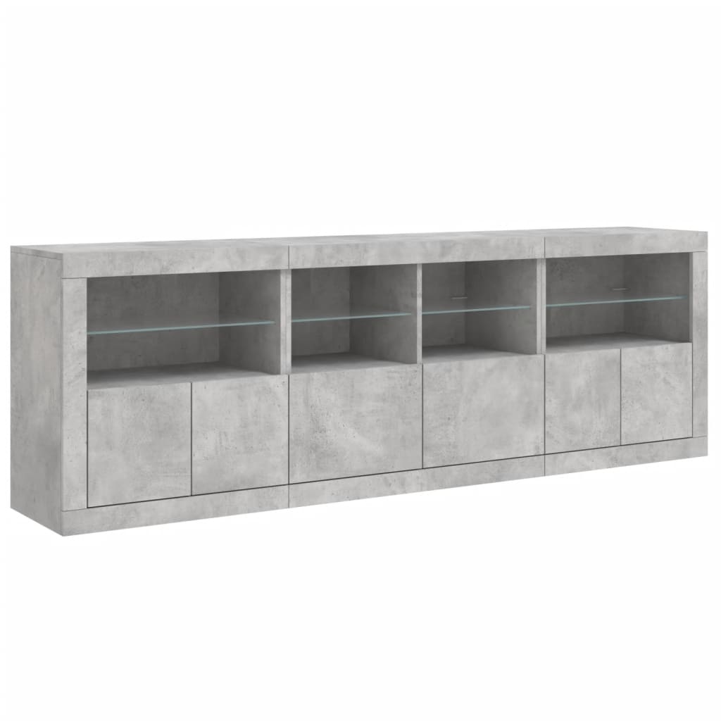 Příborník S Led Osvětlením Betonově Šedý 202 X 37 X 67 Cm