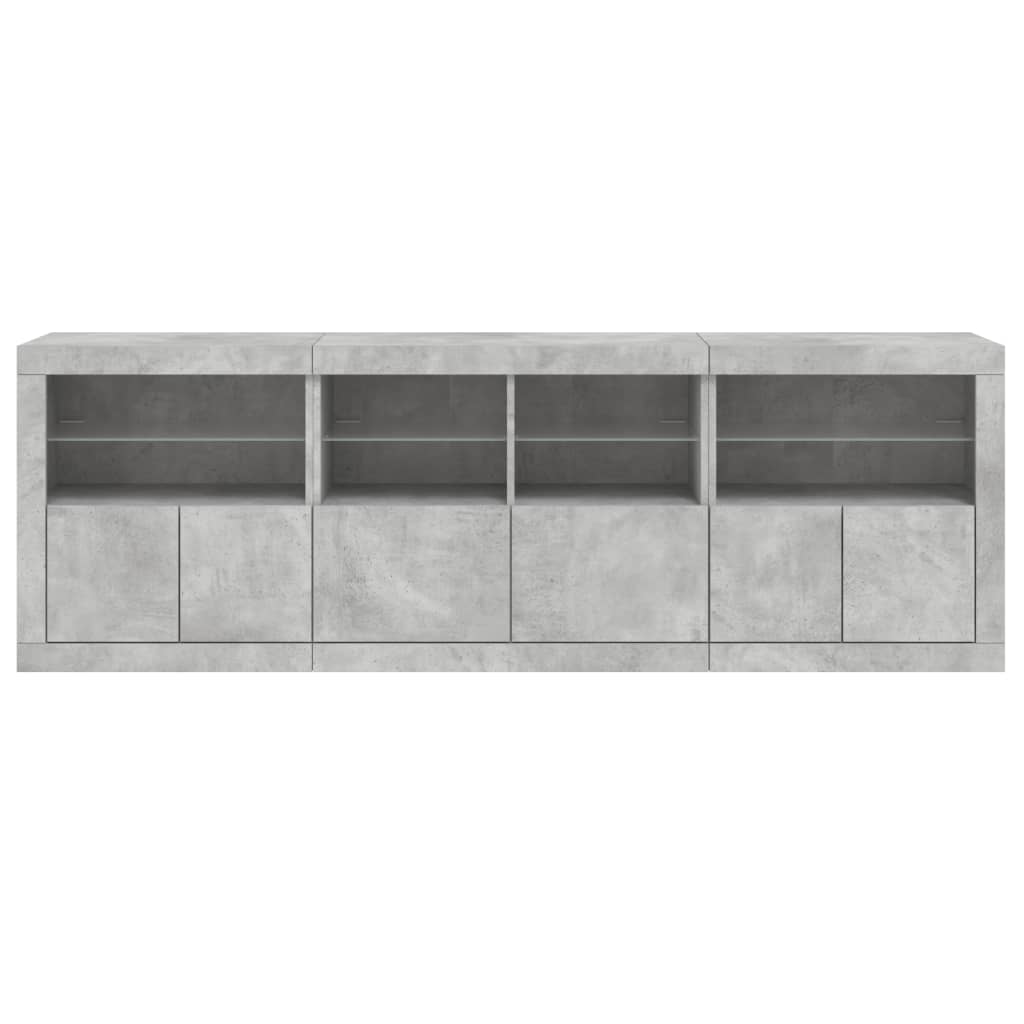 Příborník S Led Osvětlením Betonově Šedý 202 X 37 X 67 Cm