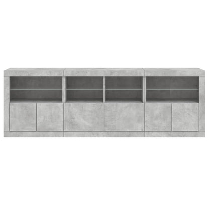 Příborník S Led Osvětlením Betonově Šedý 202 X 37 X 67 Cm