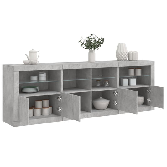 Příborník S Led Osvětlením Betonově Šedý 202 X 37 X 67 Cm