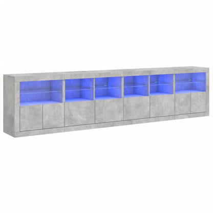 Příborník S Led Osvětlením Betonově Šedý 283 X 37 X 67 Cm