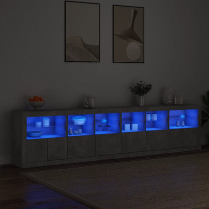 Příborník S Led Osvětlením Betonově Šedý 283 X 37 X 67 Cm