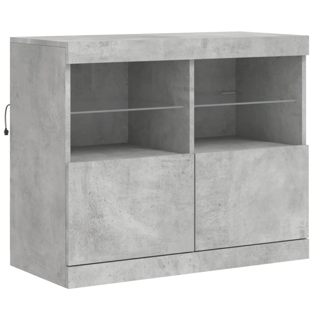 Příborník S Led Osvětlením Betonově Šedý 283 X 37 X 67 Cm