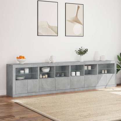 Příborník S Led Osvětlením Betonově Šedý 283 X 37 X 67 Cm