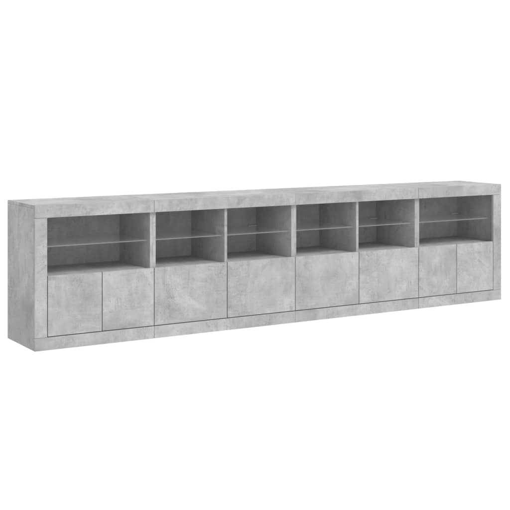 Příborník S Led Osvětlením Betonově Šedý 283 X 37 X 67 Cm