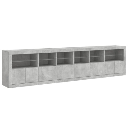 Příborník S Led Osvětlením Betonově Šedý 283 X 37 X 67 Cm