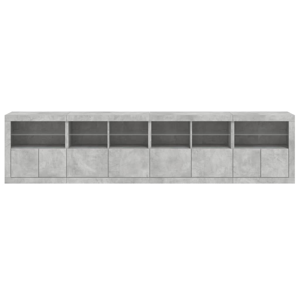 Příborník S Led Osvětlením Betonově Šedý 283 X 37 X 67 Cm
