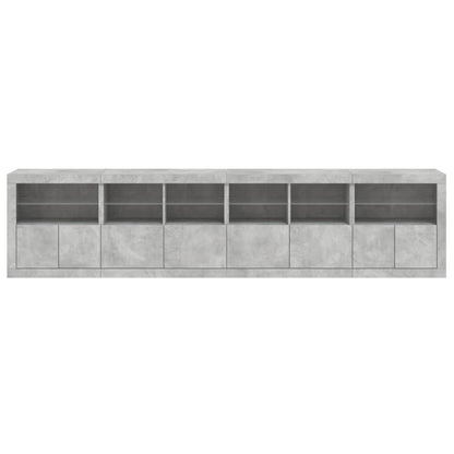 Příborník S Led Osvětlením Betonově Šedý 283 X 37 X 67 Cm
