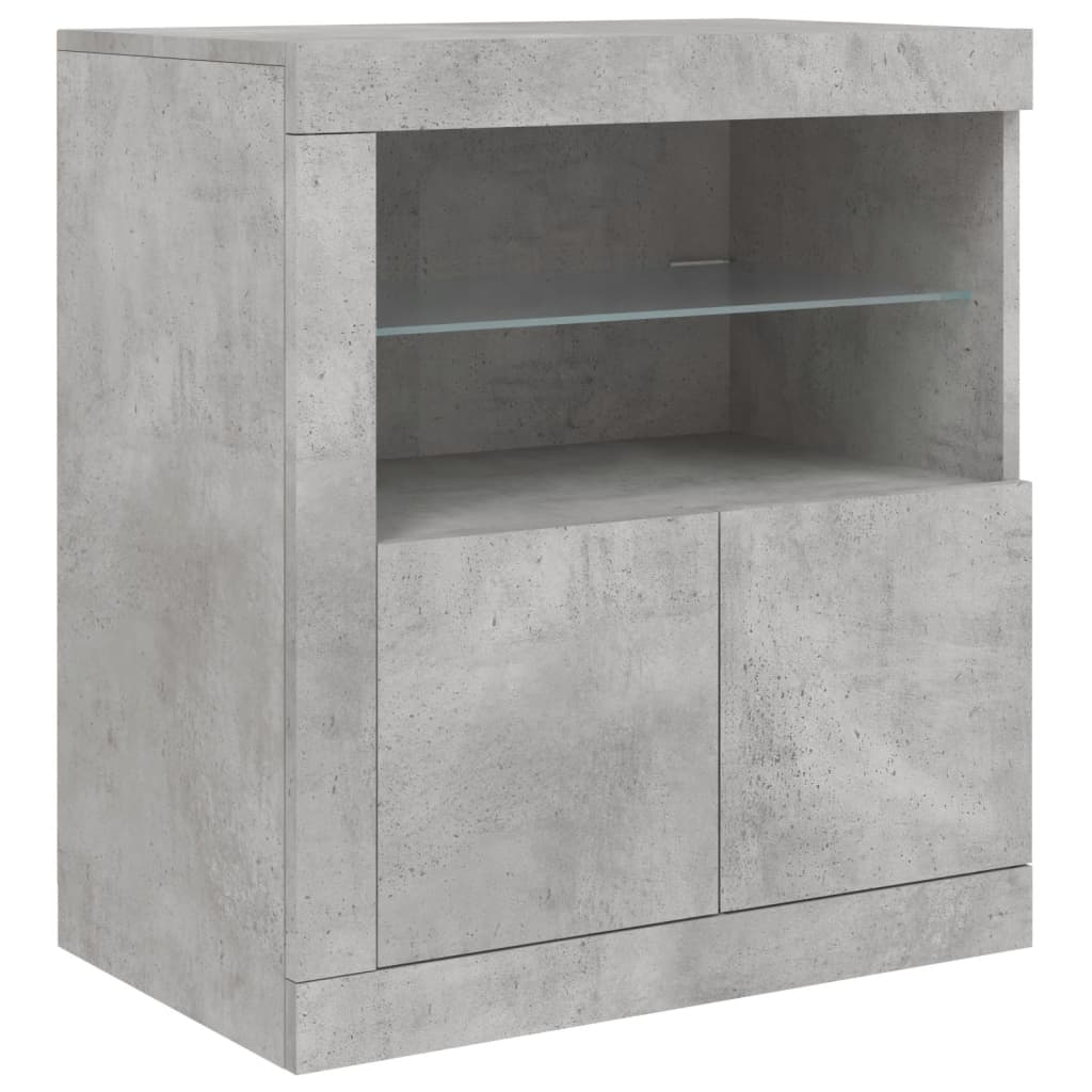 Příborník S Led Osvětlením Betonově Šedý 283 X 37 X 67 Cm