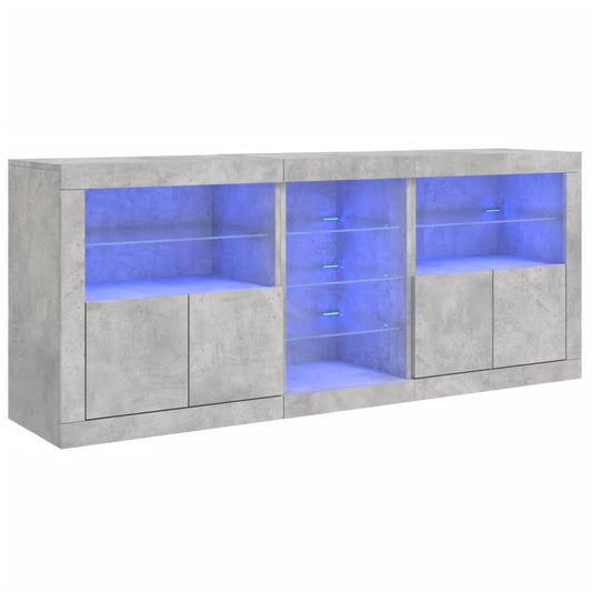 Příborník S Led Osvětlením Betonově Šedý 181,5 X 37 X 67 Cm