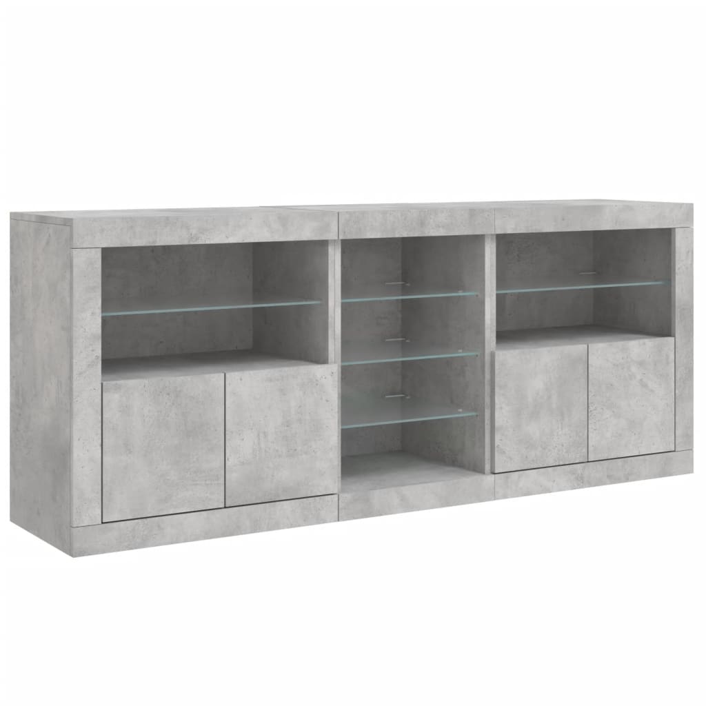 Příborník S Led Osvětlením Betonově Šedý 181,5 X 37 X 67 Cm