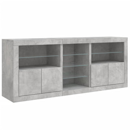 Příborník S Led Osvětlením Betonově Šedý 181,5 X 37 X 67 Cm