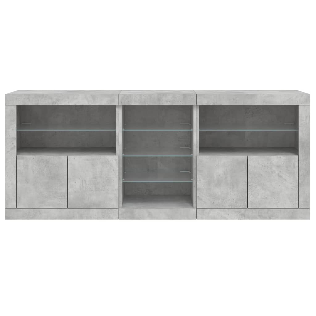 Příborník S Led Osvětlením Betonově Šedý 181,5 X 37 X 67 Cm