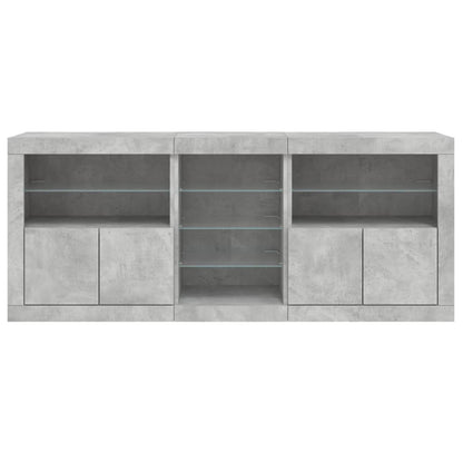 Příborník S Led Osvětlením Betonově Šedý 181,5 X 37 X 67 Cm