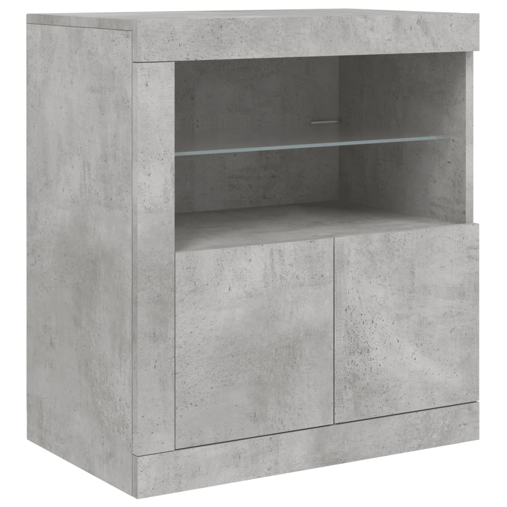 Příborník S Led Osvětlením Betonově Šedý 181,5 X 37 X 67 Cm