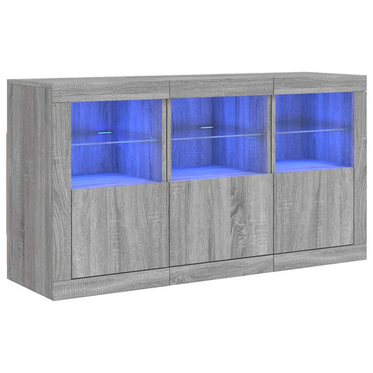 Příborník S Led Osvětlením Šedý Sonoma 123 X 37 X 67 Cm
