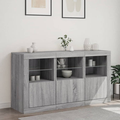 Příborník S Led Osvětlením Šedý Sonoma 123 X 37 X 67 Cm