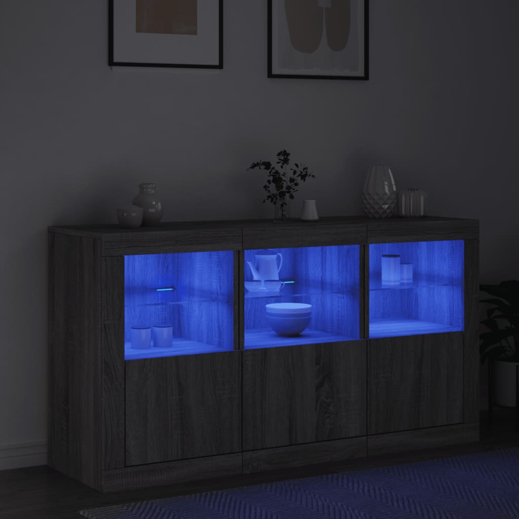 Příborník S Led Osvětlením Šedý Sonoma 123 X 37 X 67 Cm