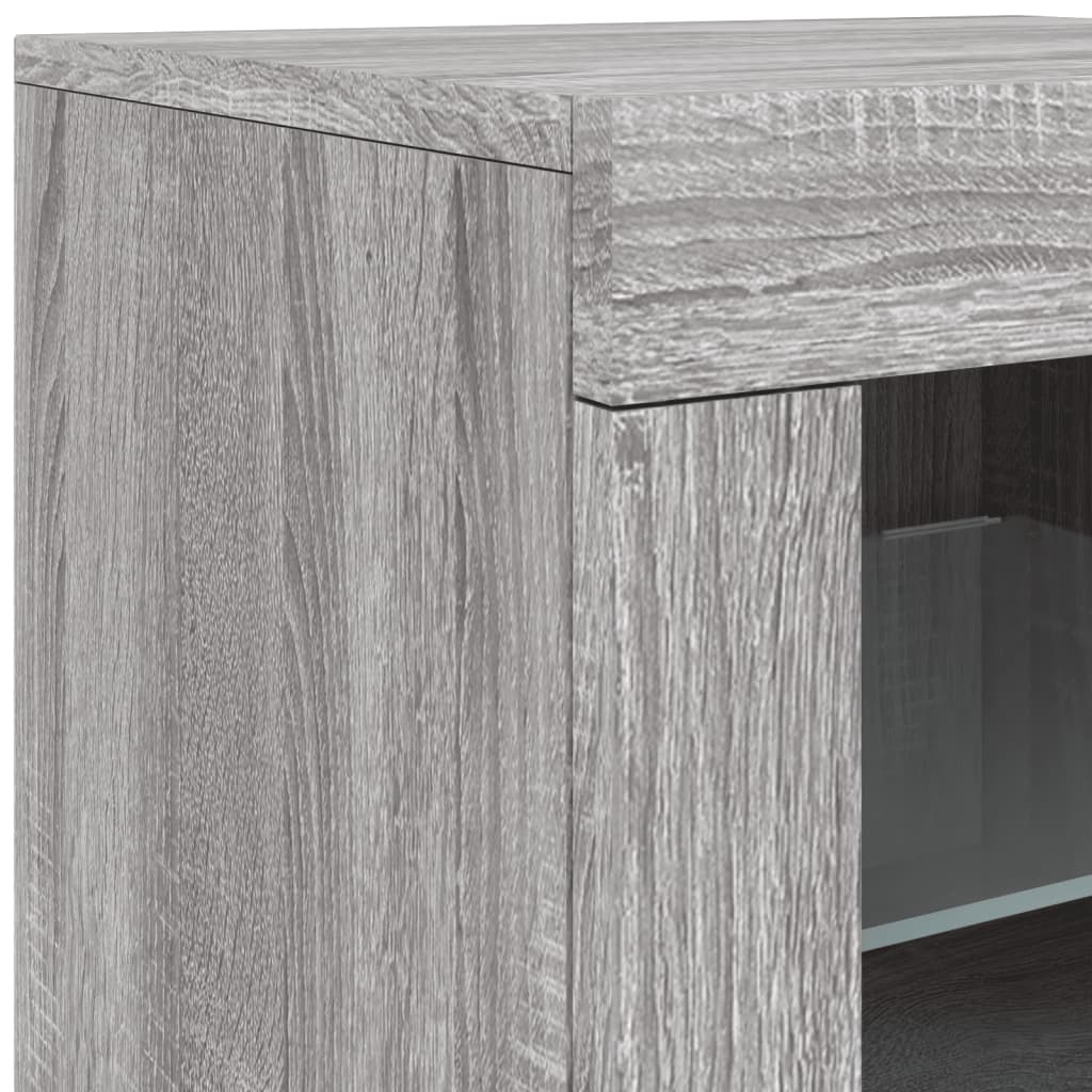 Příborník S Led Osvětlením Šedý Sonoma 123 X 37 X 67 Cm