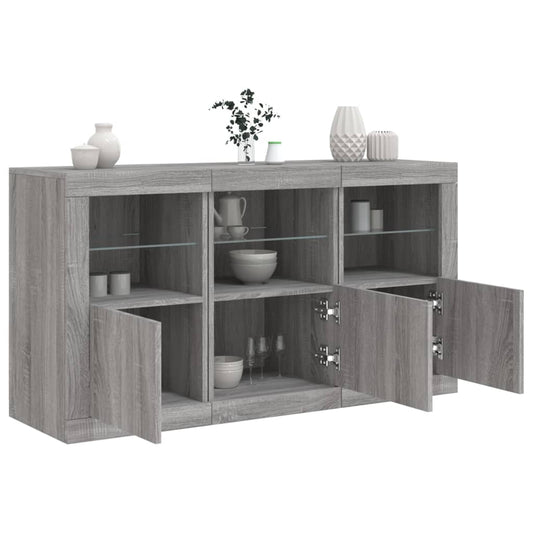 Příborník S Led Osvětlením Šedý Sonoma 123 X 37 X 67 Cm