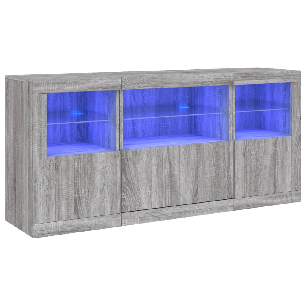 Příborník S Led Osvětlením Šedý Sonoma 142,5 X 37 X 67 Cm