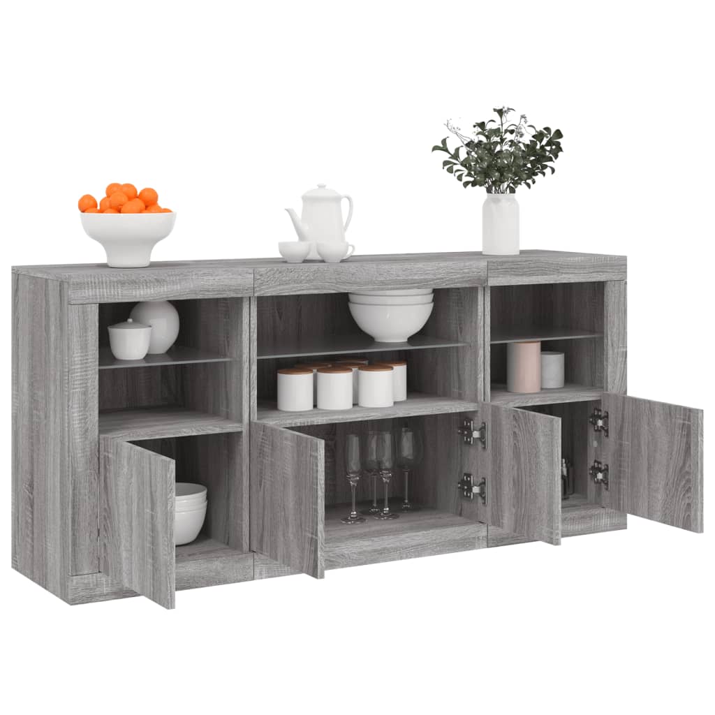 Příborník S Led Osvětlením Šedý Sonoma 142,5 X 37 X 67 Cm