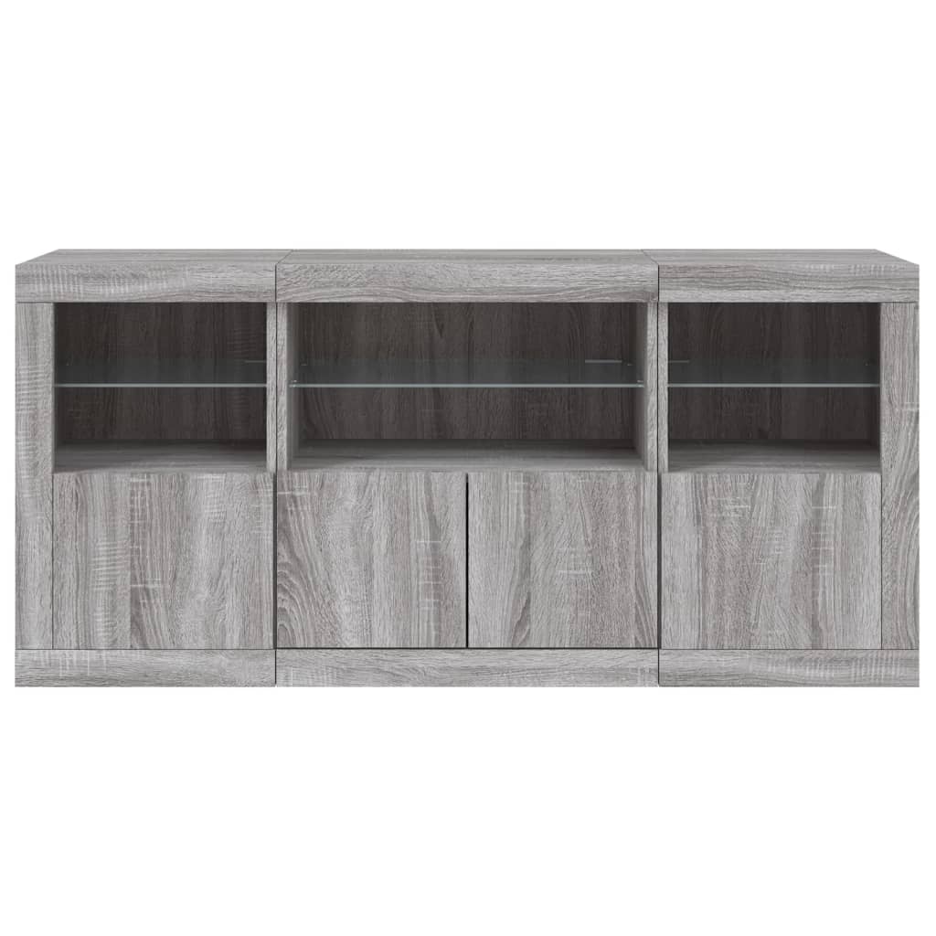 Příborník S Led Osvětlením Šedý Sonoma 142,5 X 37 X 67 Cm