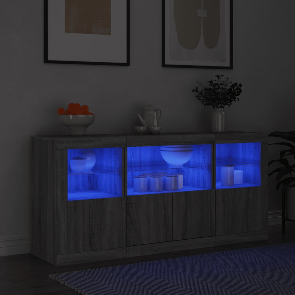 Příborník S Led Osvětlením Šedý Sonoma 142,5 X 37 X 67 Cm